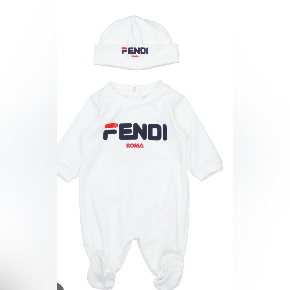 Fendi White and Navy Kids Bodysuit Set
